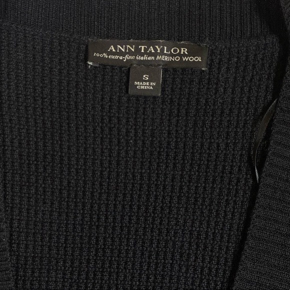 Ann Taylor Black Merino Wool Cardigan Sweater Size Small - Picture 7 of 7